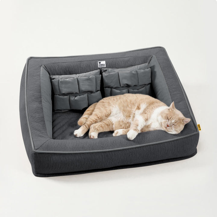 Therapeutic pet bed: washable orthopedic dog & cat sofa with plush, supportive pillows.