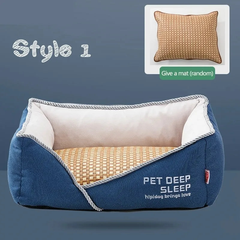 Comfortable circular pet sleeping mat for dogs and cats, soft grey fabric