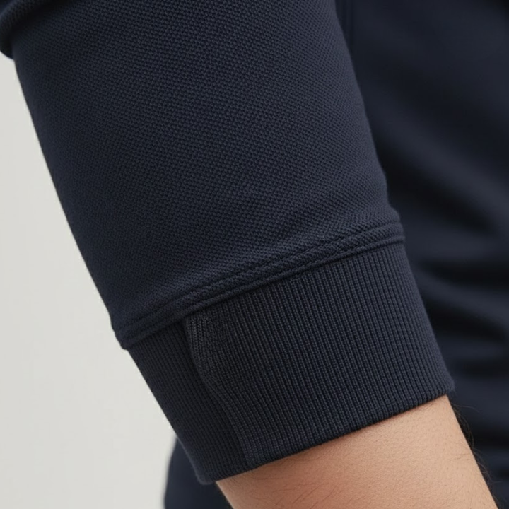 Modern men's solid color loose fit long sleeve polo, a comfortable & versatile top for seasonal fashion.