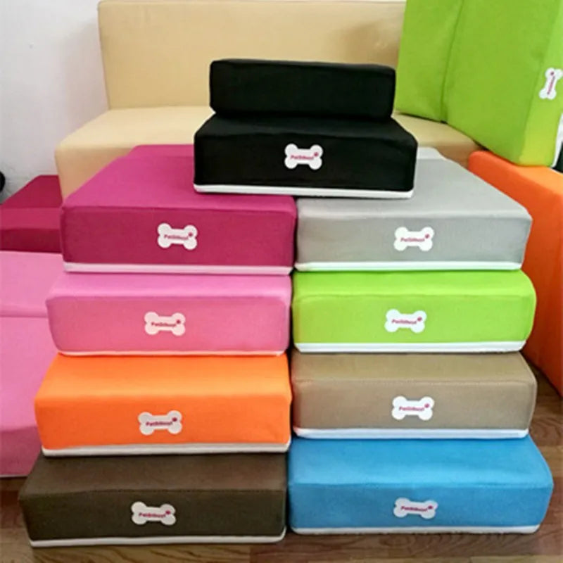 Pet stairs for bed access, washable cover, providing joint support for cats and dogs