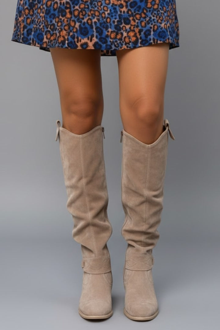 Elegant tall boots for women with a comfortable flat heel, ideal for versatile fall footwear.