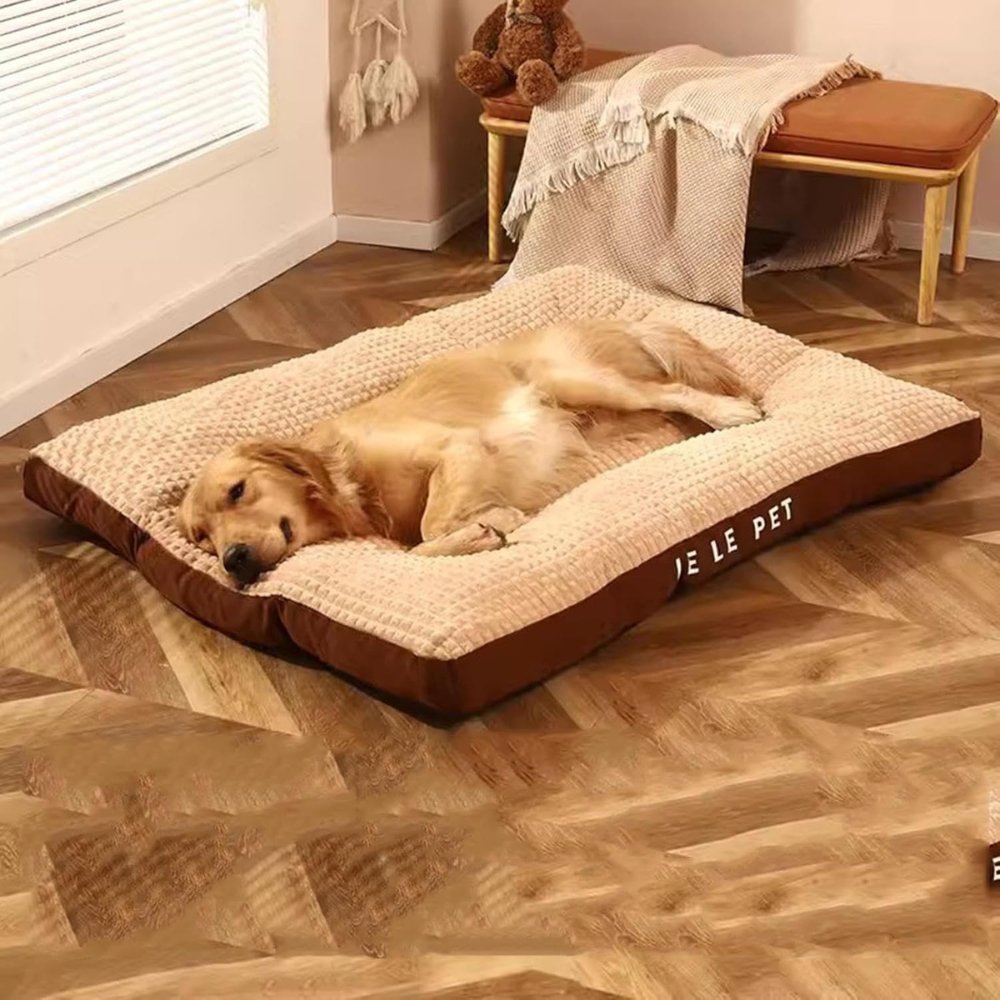 Comforting fleece dog bed, soft pet cushion for all pets. Features a washable, detachable cover for easy care.