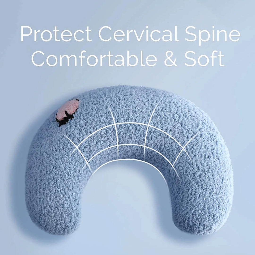 Orthopedic pet pillow with plush cover, ideal for dogs & cats, supports joints and spine health