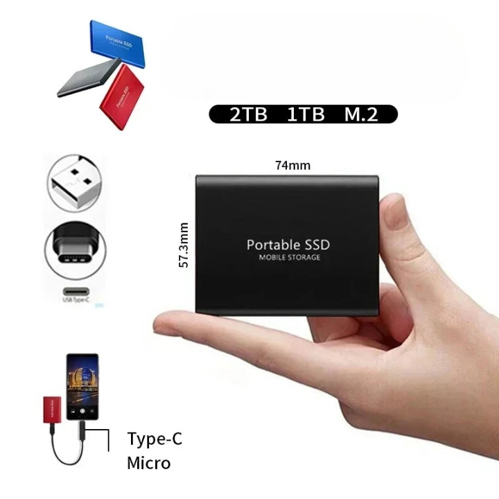 Compact 128GB portable SSD external hard drive with fast transfer speeds, ideal for laptops & PCs.