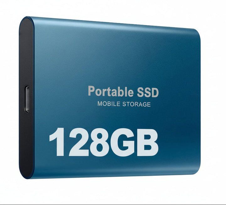 Durable 128GB portable solid state drive (SSD) for laptops & PCs, ensuring fast and robust data storage.
