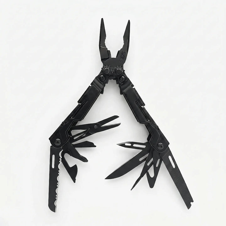 Portable 18-in-1 multi-tool featuring strong pliers, knives, and screwdrivers for outdoor survival & EDC.