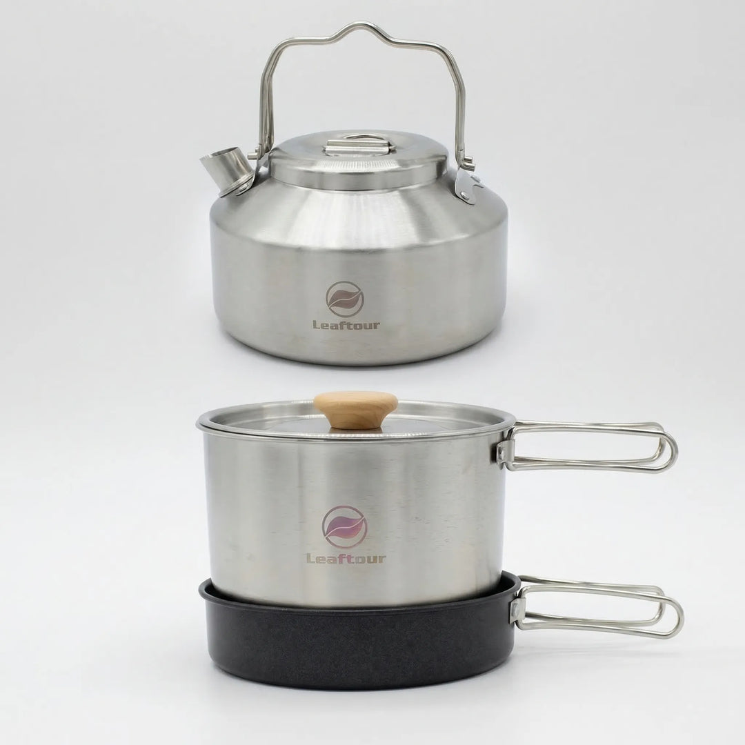 Essential compact 3-piece outdoor camping cookware set, perfect for efficient cooking on hiking & adventure trips.