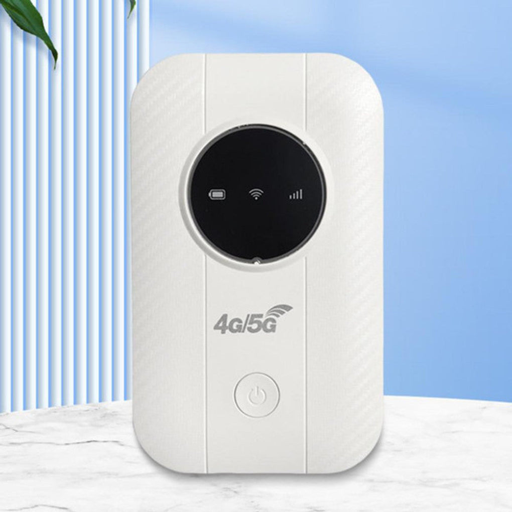 Handheld 4G/5G WiFi hotspot providing fast, secure mobile internet for multiple devices, ideal for travel.