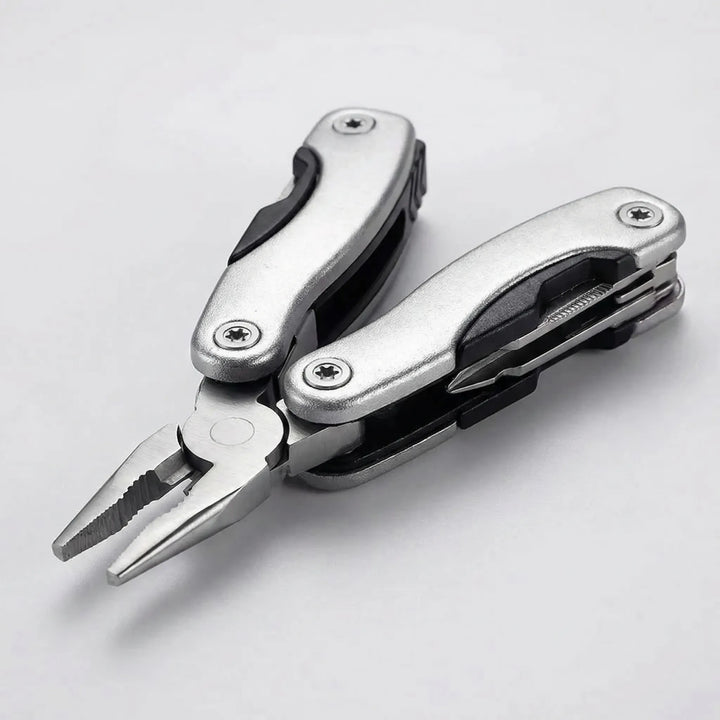 Durable 9-in-1 multi-tool, a compact survival gadget for adventurers. Essential everyday carry.
