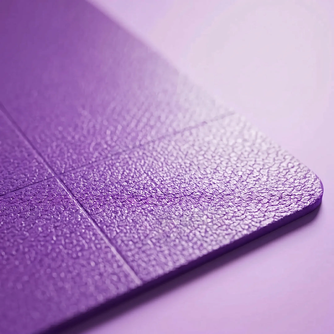 Close-up of TPE foldable yoga mat texture, showcasing excellent grip for active yoga & pilates sessions.
