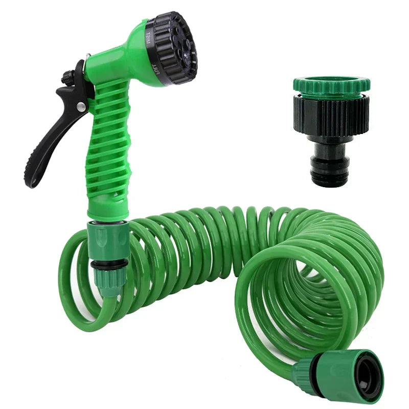 Durable compact coiled garden hose for convenient, tangle-free watering in any home & garden setting.