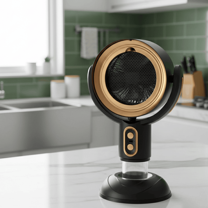 Compact home air purifier for instant smoke & odor elimination. Improves indoor air quality in kitchens & living rooms.
