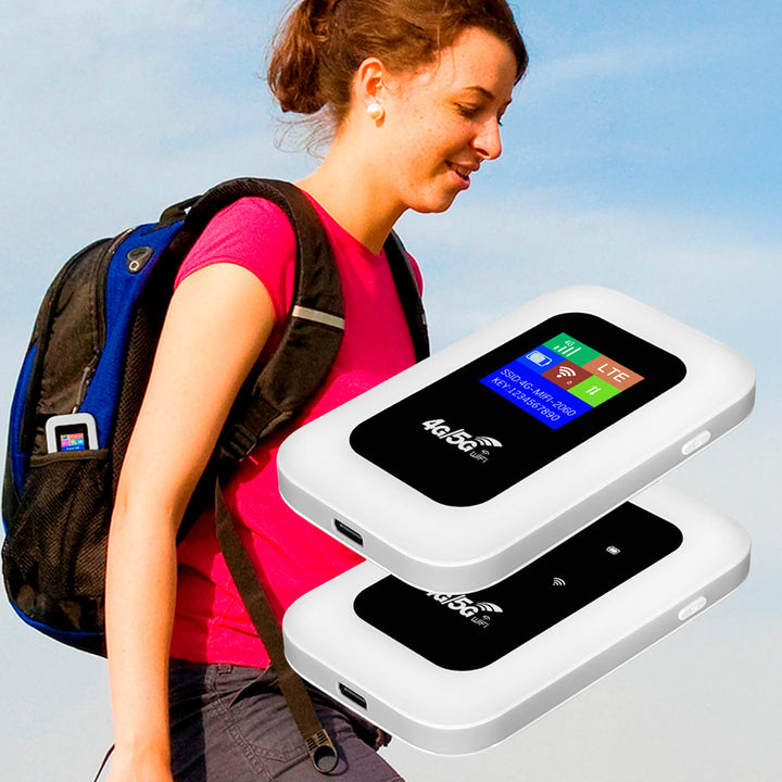 Secure portable 5G Wi-Fi router for remote work, ensuring high-speed internet and safe connections anywhere.