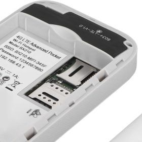 Sleek black portable 5G Wi-Fi router (17geartech-bl251017) with LED display for high-speed internet travel.