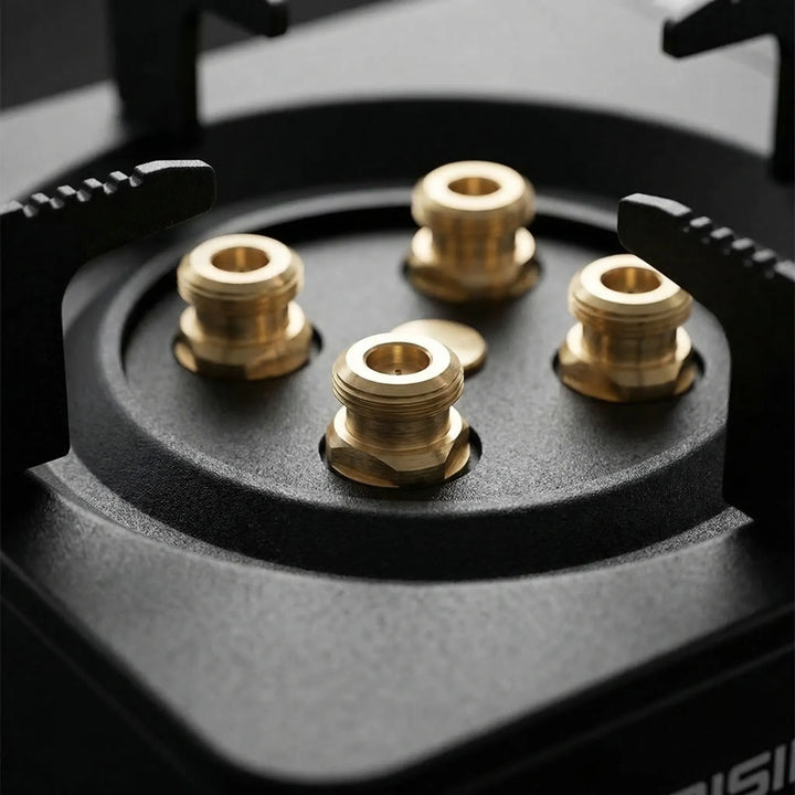 Backpackers' choice: Portable camping gas stove, high output burner for quick outdoor cooking on hiking adventures.
