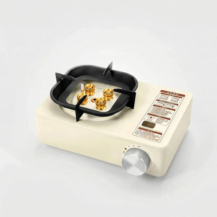 Efficient butane camping stove, portable single burner for fast outdoor cooking. Essential hiking & camp kitchen gear.