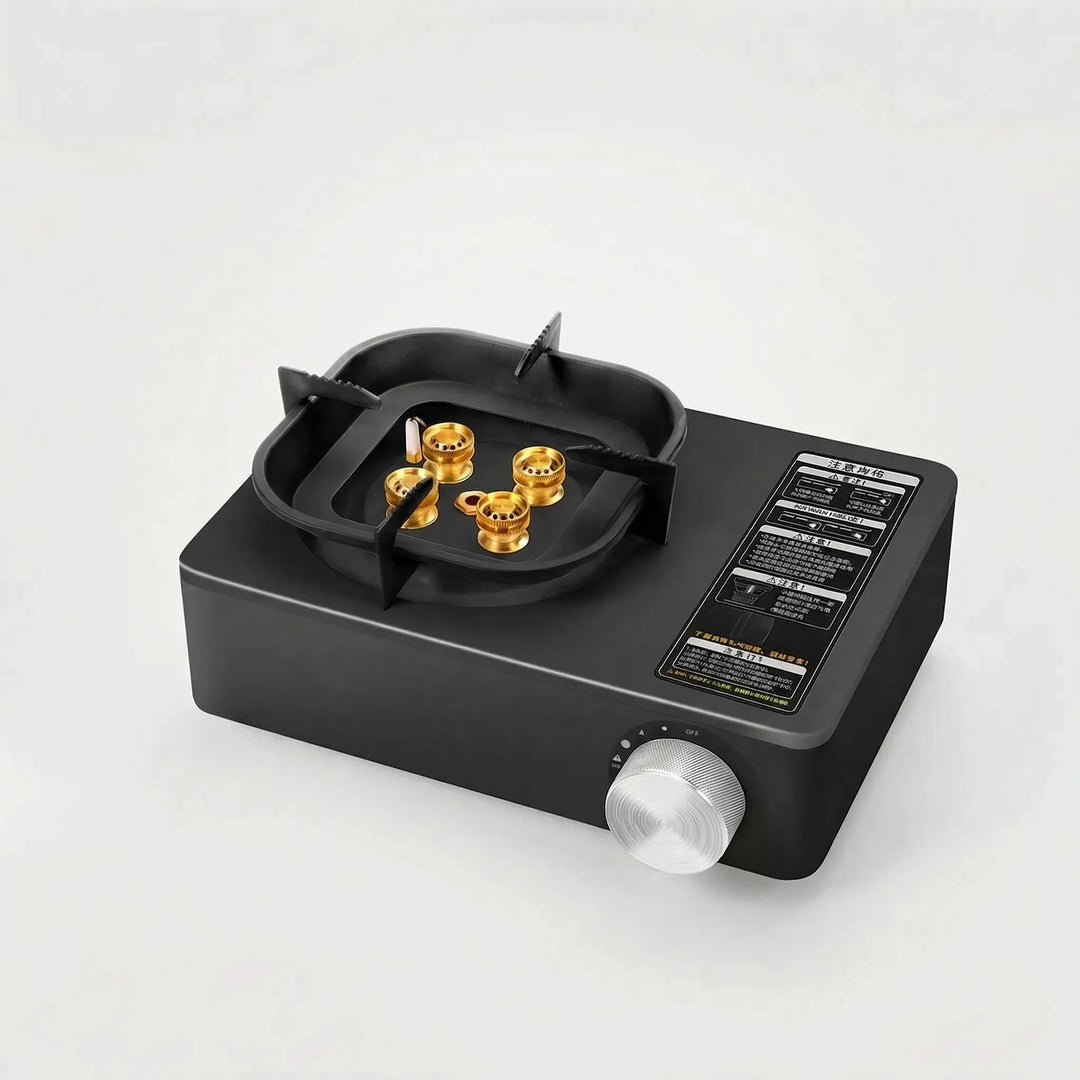 Lightweight portable camping stove for hikers & campers. Single gas burner for versatile outdoor cooking & camp kitchen.