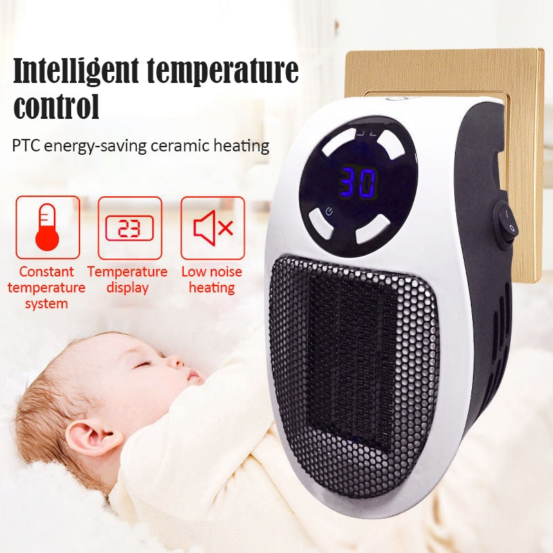 Personal space heater for home or office, featuring an easy-to-read digital display for precise temperature control.