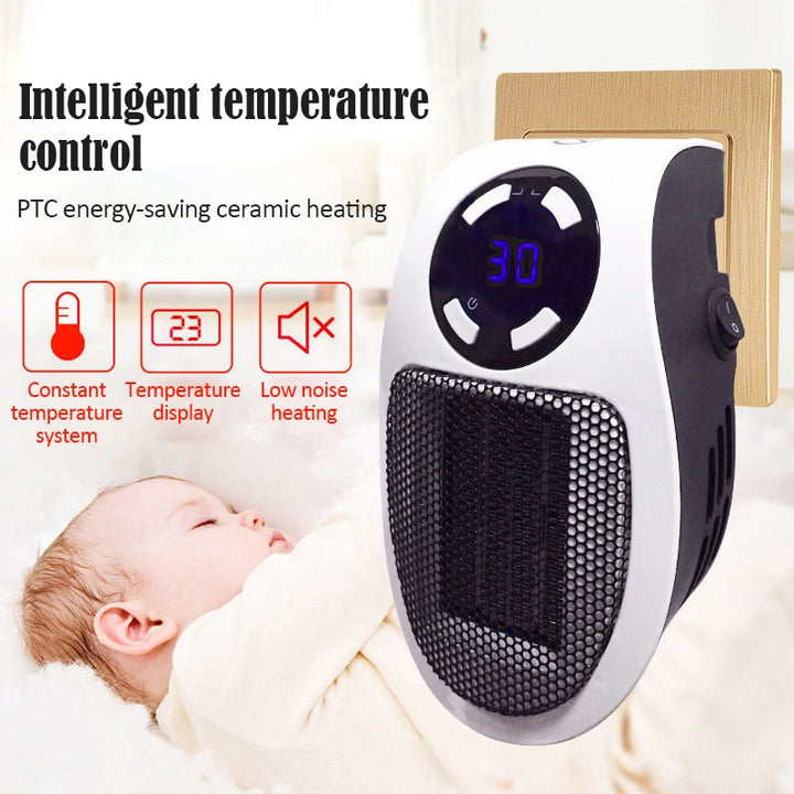 Personal space heater for home or office, featuring an easy-to-read digital display for precise temperature control.