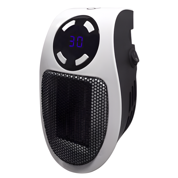 Powerful mini electric personal heater with digital display, providing quick, efficient warmth for your desk or small room.