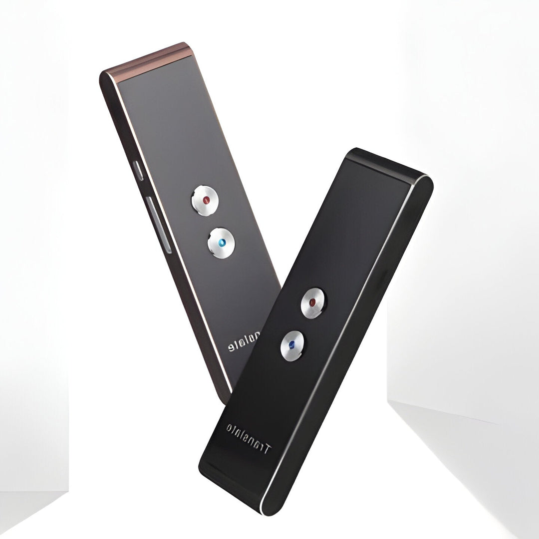 Sleek portable voice translator, essential travel accessory for instant language conversion in over 40 languages.