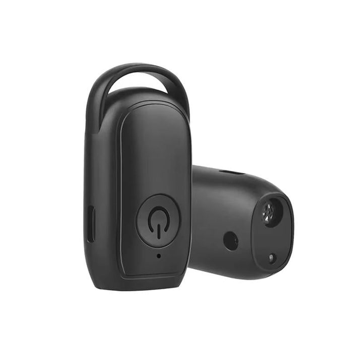 Compact rechargeable ultrasonic dog barking deterrent for effective outdoor pet training and animal control.