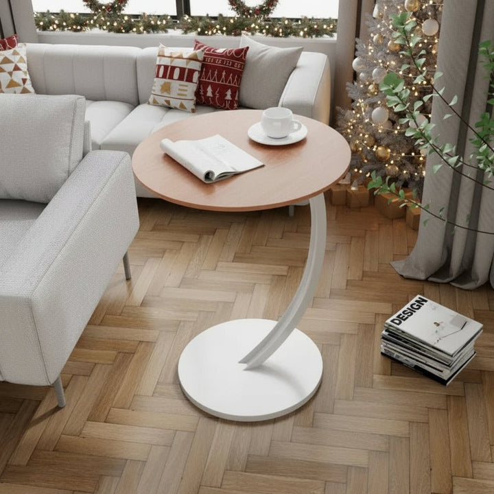 Minimalist round accent table, versatile and modern for tiny spaces.