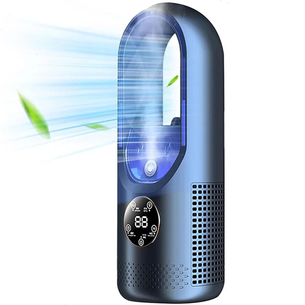 Bladeless silent personal portable air conditioner for quiet home & office desk cooling. Energy-efficient mini AC.