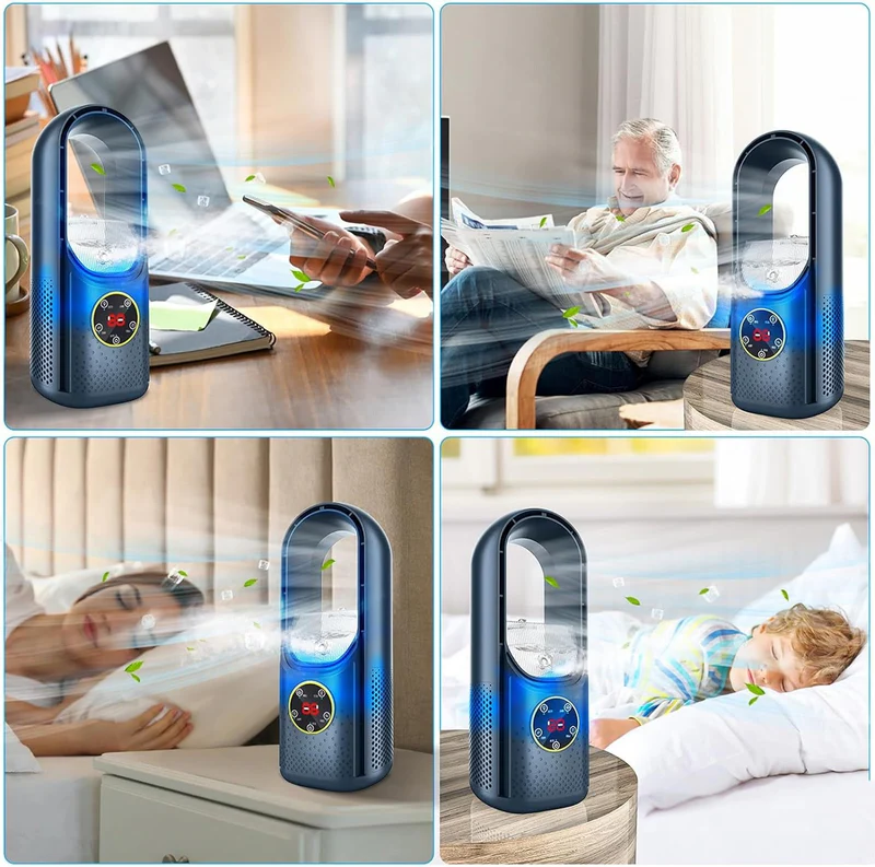 Quiet, bladeless portable air conditioner for personal home cooling. Energy-efficient mini AC for bedrooms.