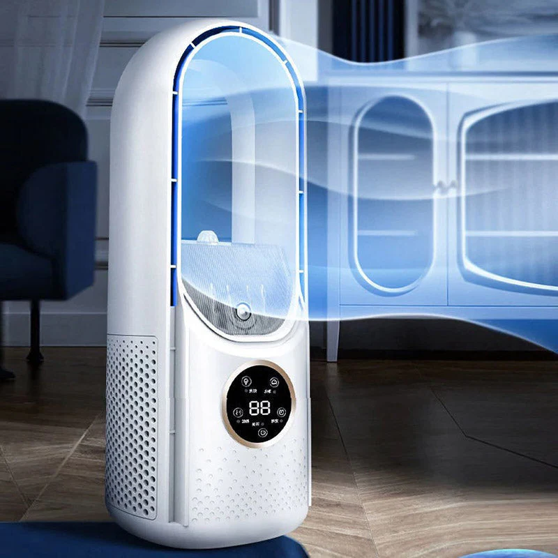 Personal bladeless portable air conditioner. Silent mini AC & desk fan for quiet home & office cooling.