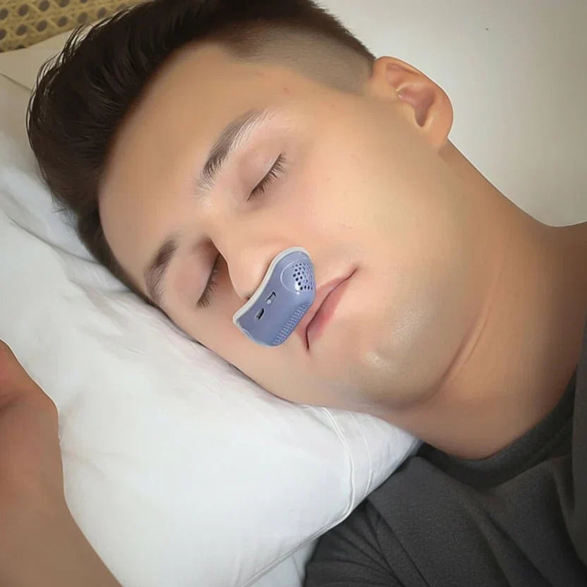 Compact sleep apnea & snoring aid, quiet CPAP device for better sleep and health.
