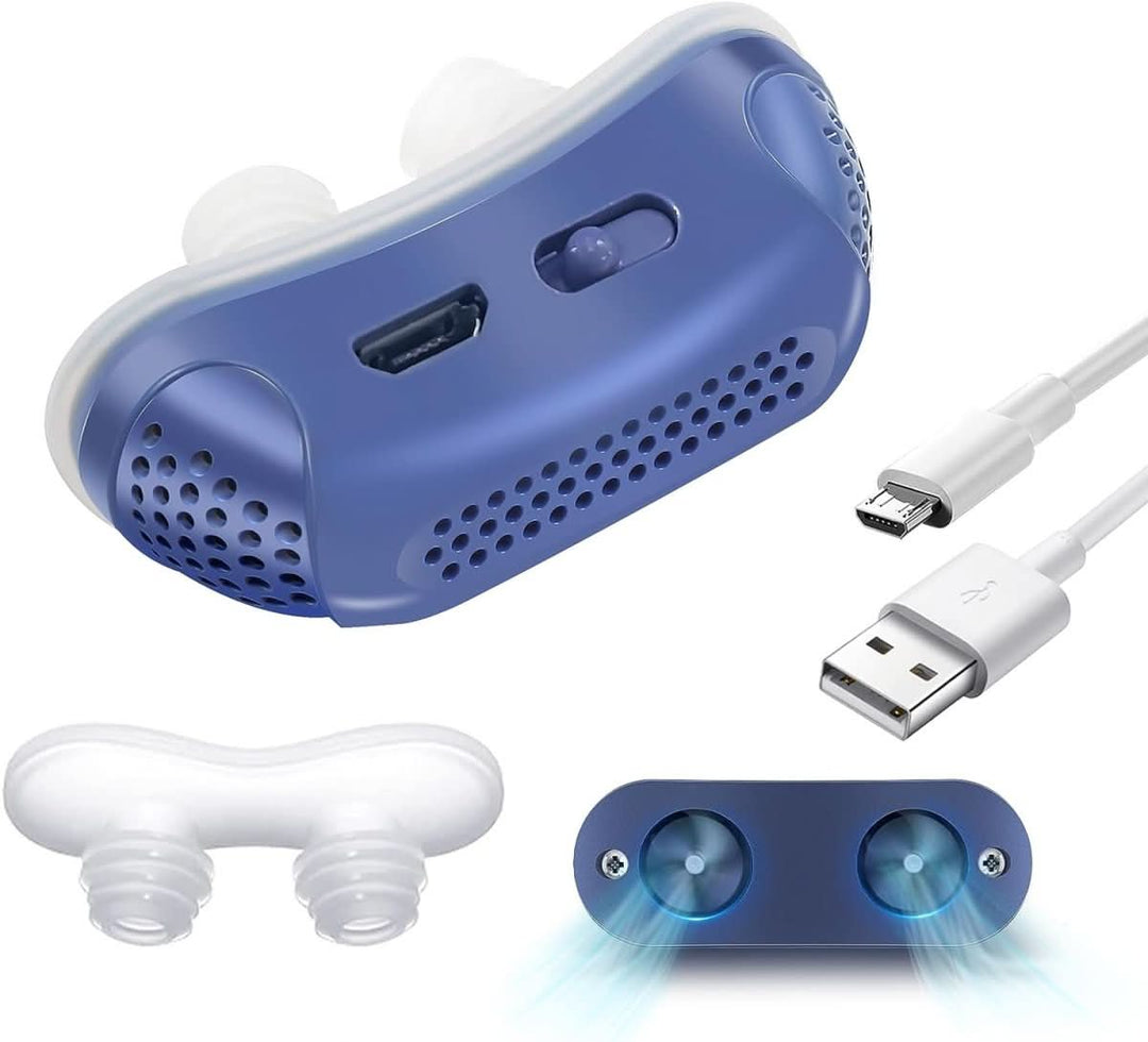 Innovative quiet CPAP device, compact sleep aid made with medical silicone for snoring relief.
