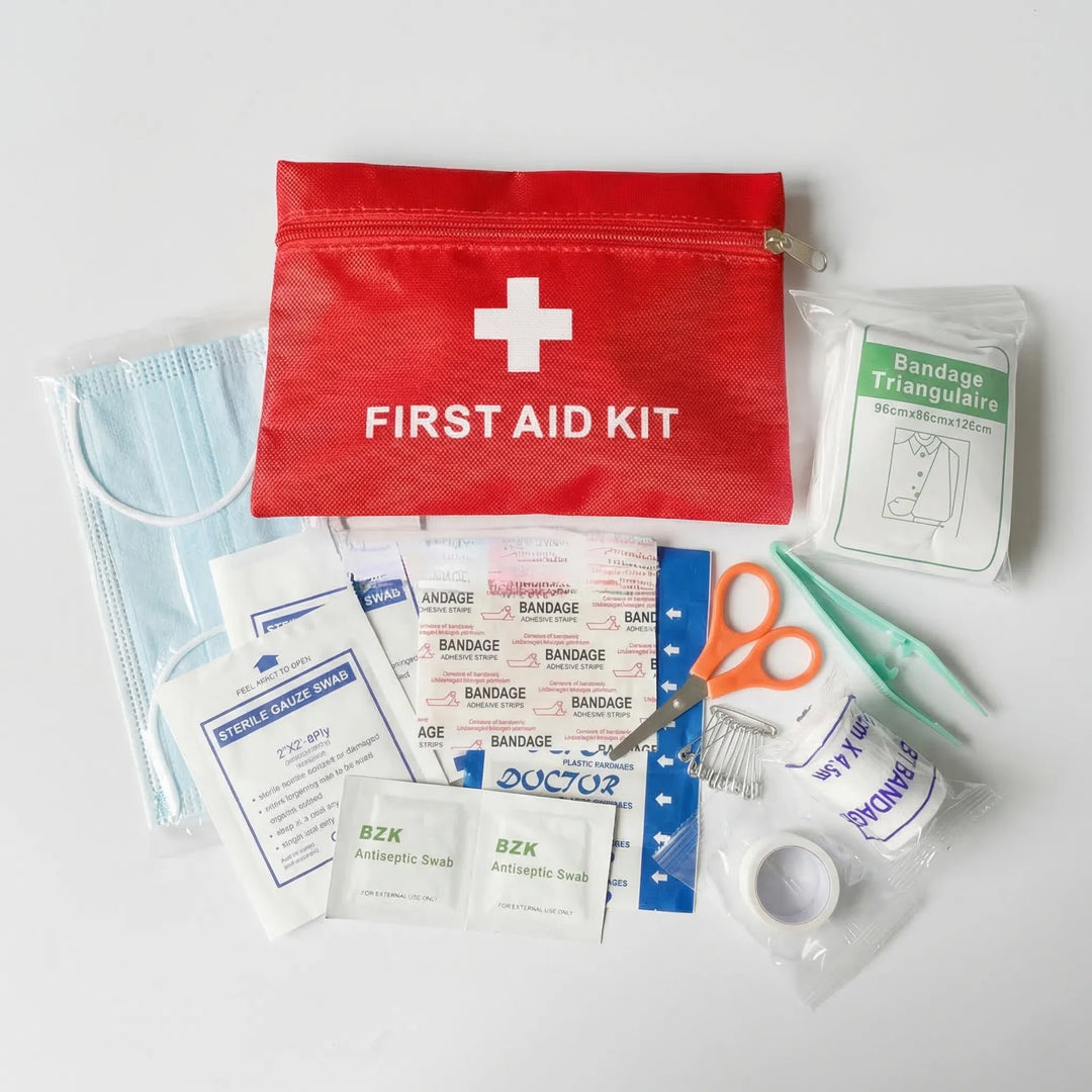Portable tactical first aid kit for outdoor adventures, camping, hiking, and travel. Essential emergency medical bag.