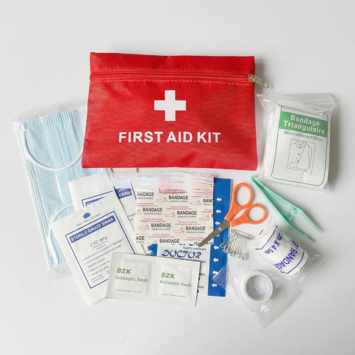 Portable tactical first aid kit for outdoor adventures, camping, hiking, and travel. Essential emergency medical bag.