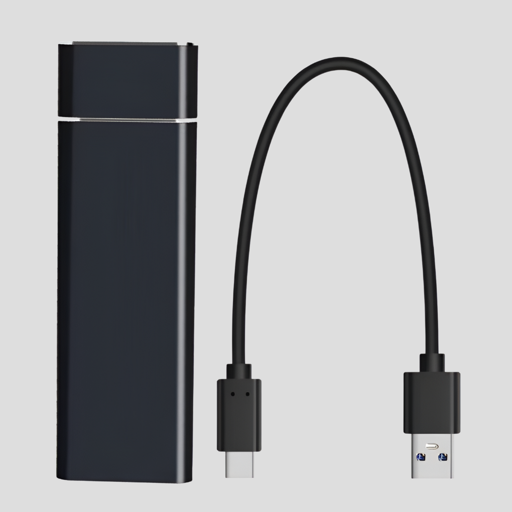 Sleek tech accessory: Universal portable external SSD, a compact solid state drive for secure data backup.