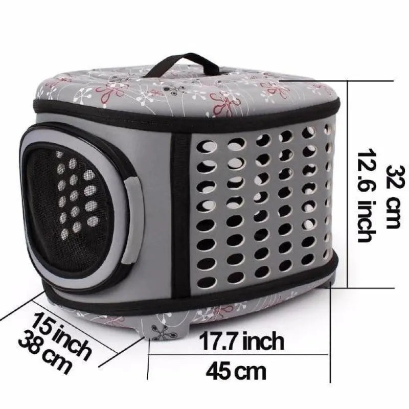 Portable dog carrier for car travel, ventilated design, blue