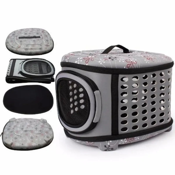 Cat travel bed with breathable mesh, top handle, front zipper