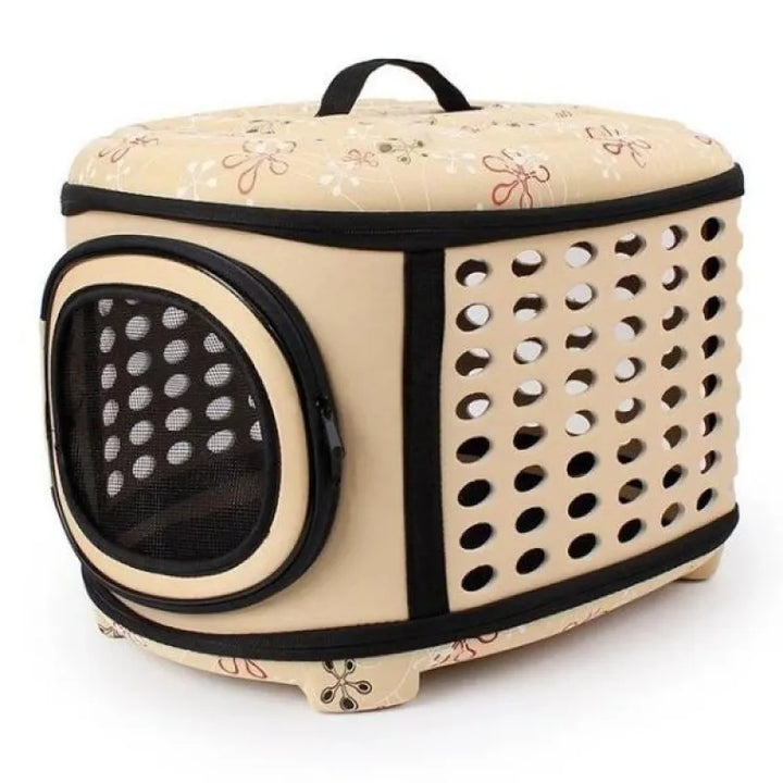 Ventilated pet carrier for small cats, airline approved size, beige
