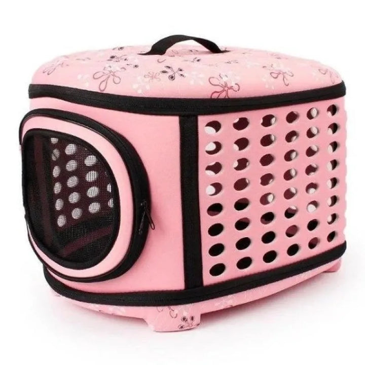 Compact dog travel bag, foldable, easy storage, black and grey