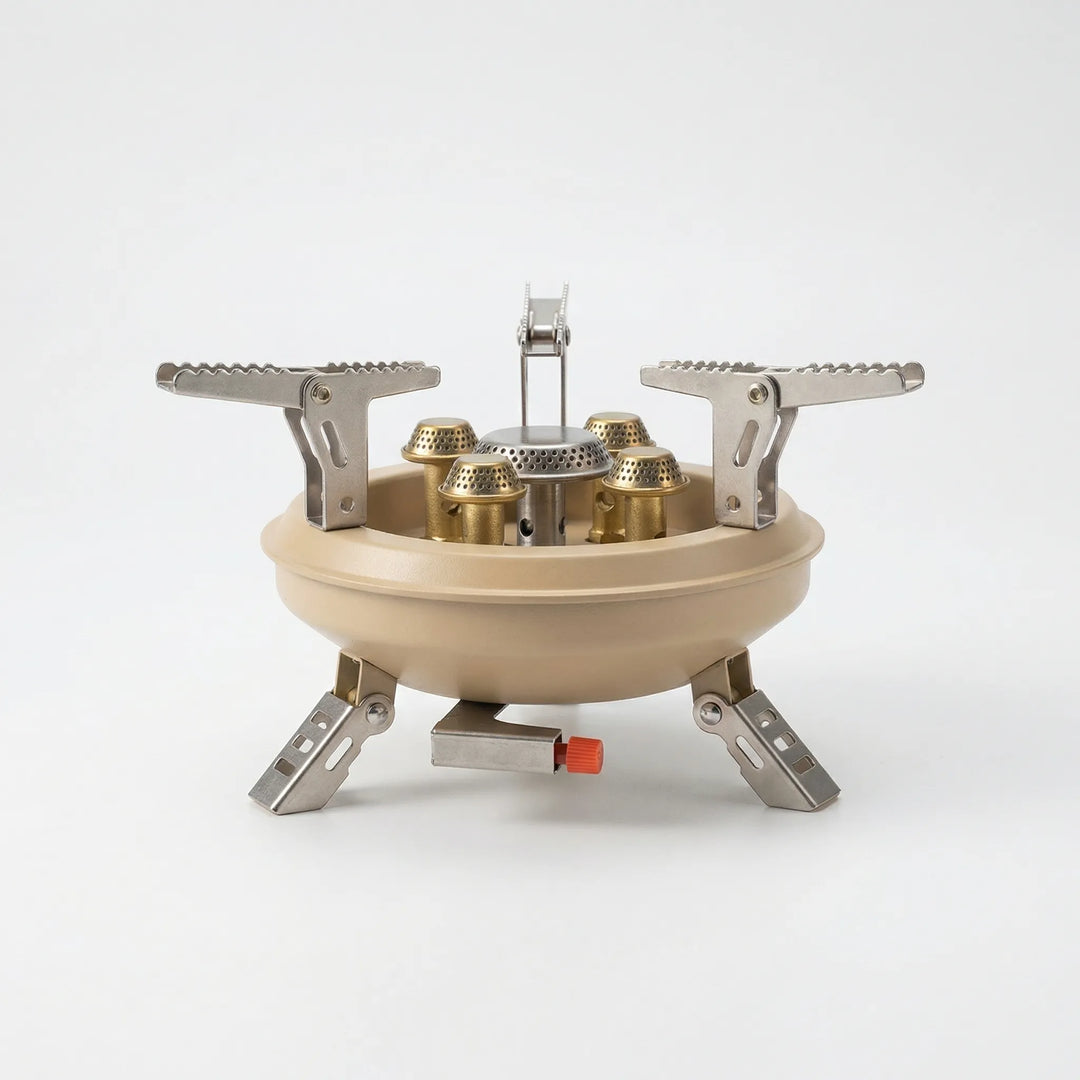 High-output portable camping stove for outdoor cooking. Windproof, compact, and ideal for hiking and backpacking gear.