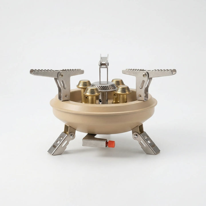 High-output portable camping stove for outdoor cooking. Windproof, compact, and ideal for hiking and backpacking gear.