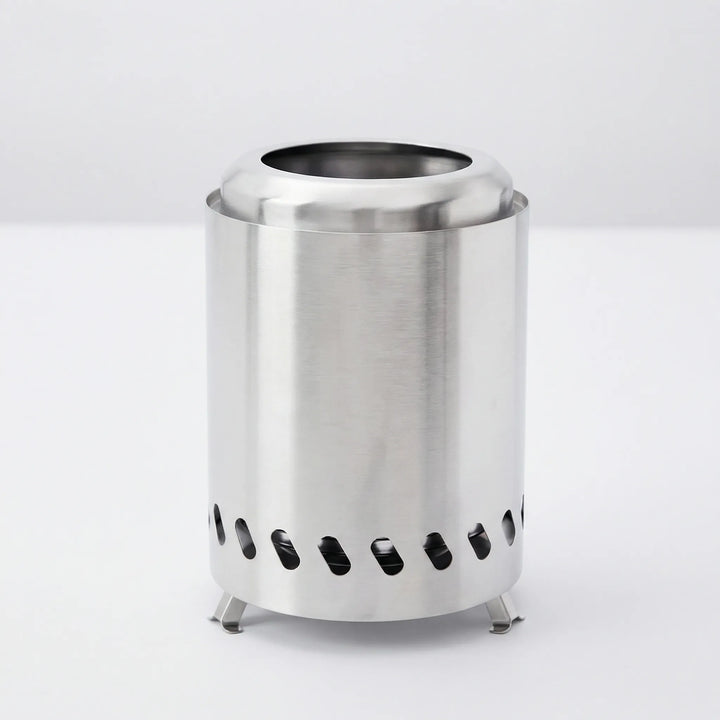 Portable wood burning camping stove, stainless steel. Perfect for outdoor cooking, survival & camp kitchen.