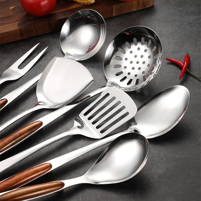 Modern stainless steel cooking tool set, offering durable & versatile tools for every kitchen, easy to clean.