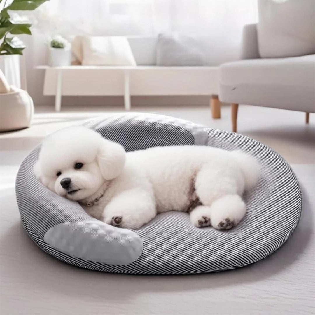 Cooling dog bed with ice bean fabric, washable & breathable, for summer pet comfort