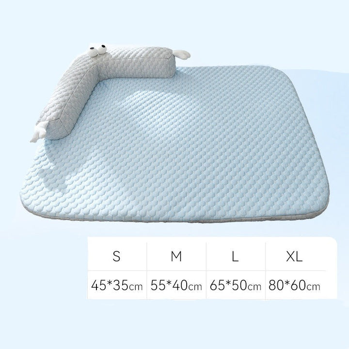 Soft, washable pet cooling pad with silk surface and cushioning for dog or cat summer comfort
