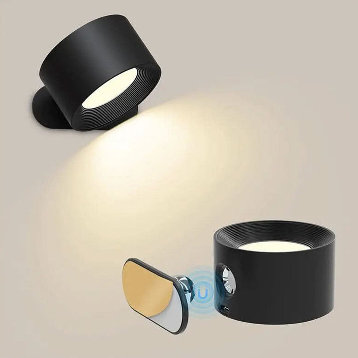 Sleek modern home decor: adjustable LED wall lamp. Cordless, magnetic, and dimmable for versatile lighting.