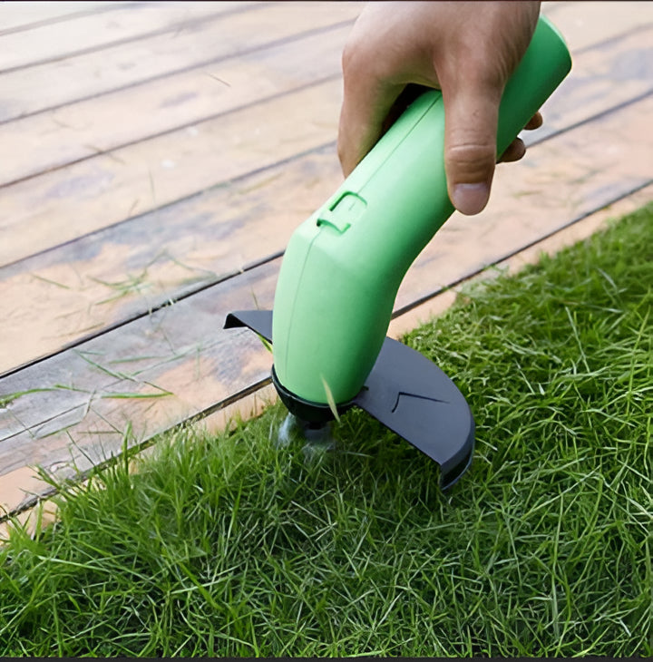 Cordless mini weed trimmer for effortless lawn care. Portable garden tool for grass cutting & yard maintenance.