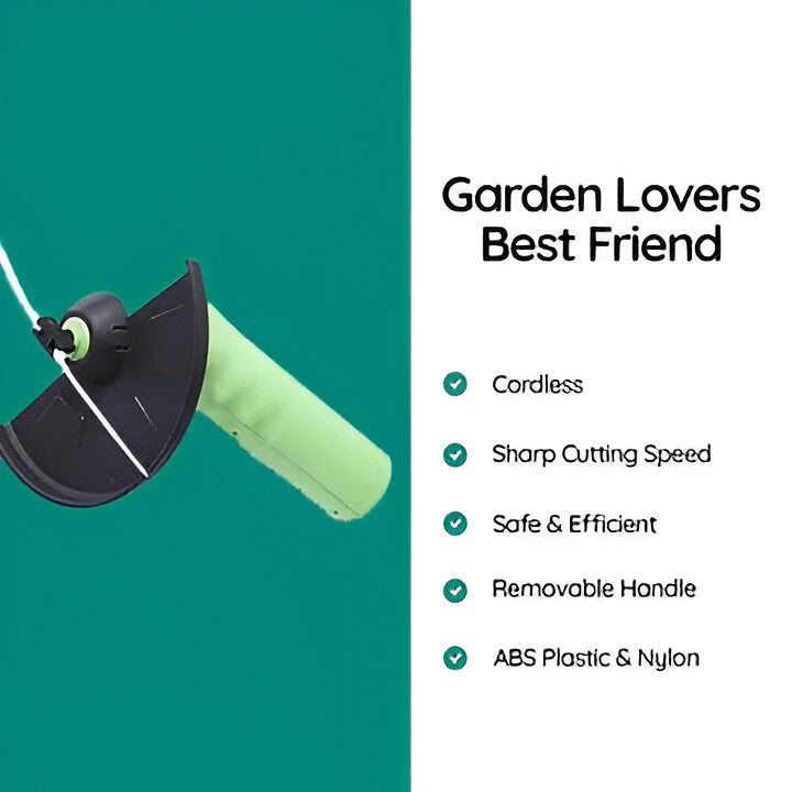 Effortless cordless mini weed trimmer, a versatile garden tool for neat and tidy lawn care.