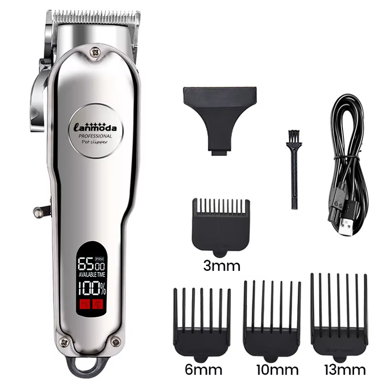 Pet grooming kit featuring a powerful yet quiet cordless clipper.
