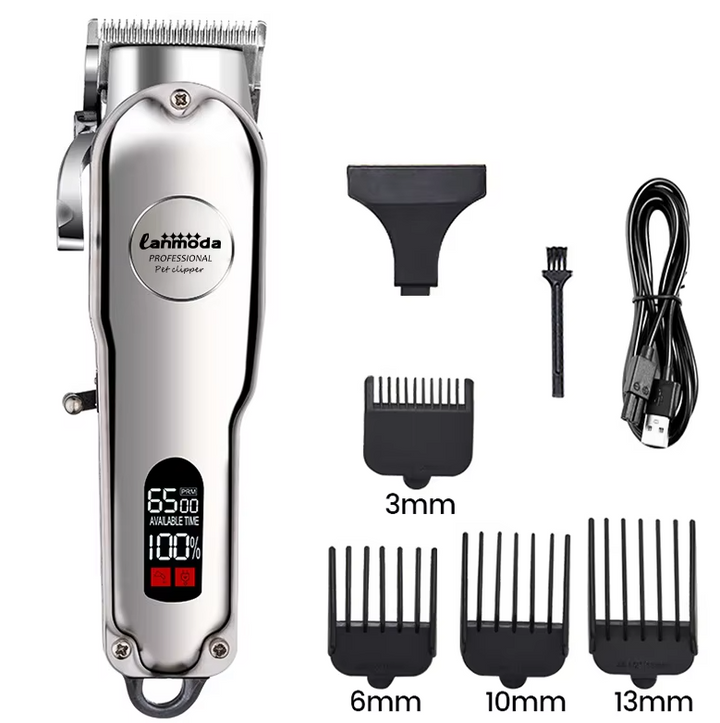 Pet grooming kit featuring a powerful yet quiet cordless clipper.